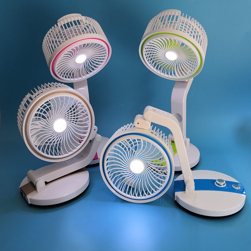 Rechargeable Multifunction Folding Fan With LED Light/মাল্টি-ফাংশনাল LED ডেস্ক ফ্যান - Image 4