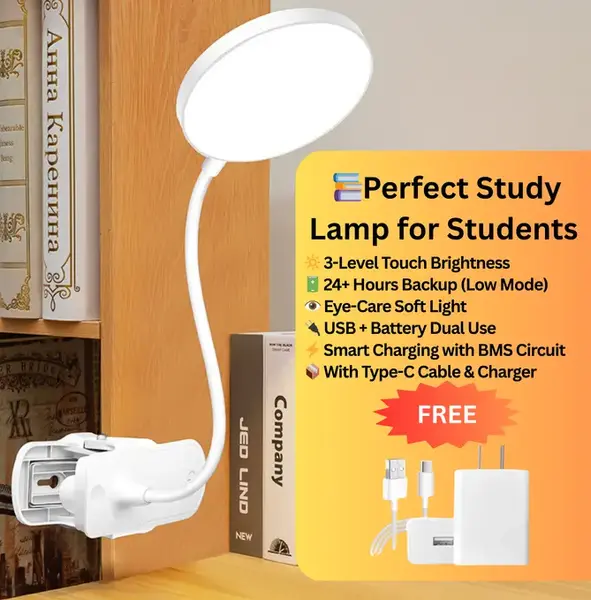 Rechargeable Clip-On Study Lamp – 3 Touch Brightness Levels - Image 3