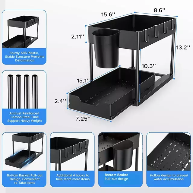 2 Tier Storage Organizer Drawer - Image 3
