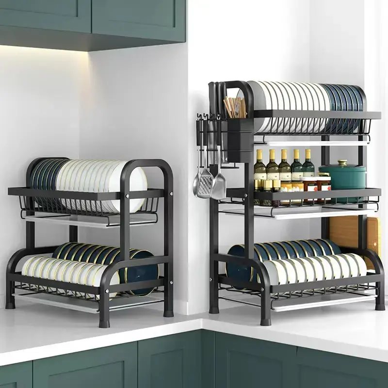 3 Layer Layer Dish Drying Rack With Cover Layer Dish Rack Dish Drying Rack - Image 4