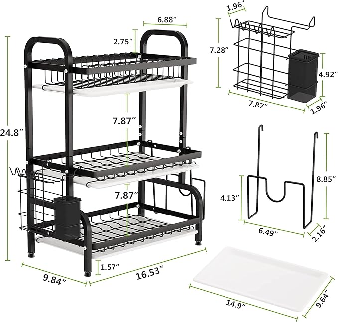 3 Layer Layer Dish Drying Rack With Cover Layer Dish Rack Dish Drying Rack - Image 3
